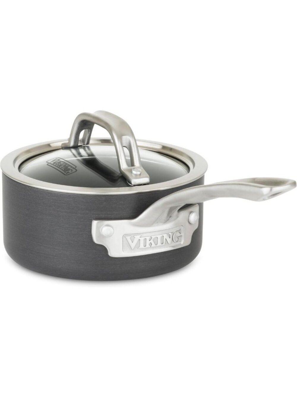 1 Quart Nonstick Saucepan with Glass Lid - Hard Anodized, Dishwasher & Oven Safe